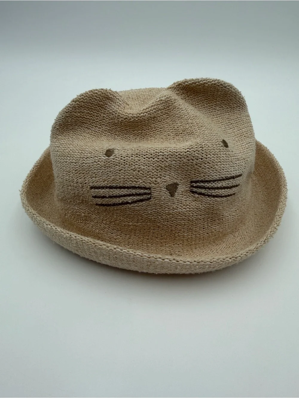Zara Kids Beige Cat Face Straw Hat